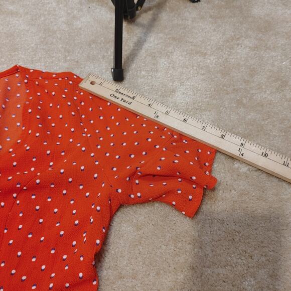 Forever 21 Button Front Flutter Sleeve Dress Size Small Button Down Polka Dot - Picture 9 of 9